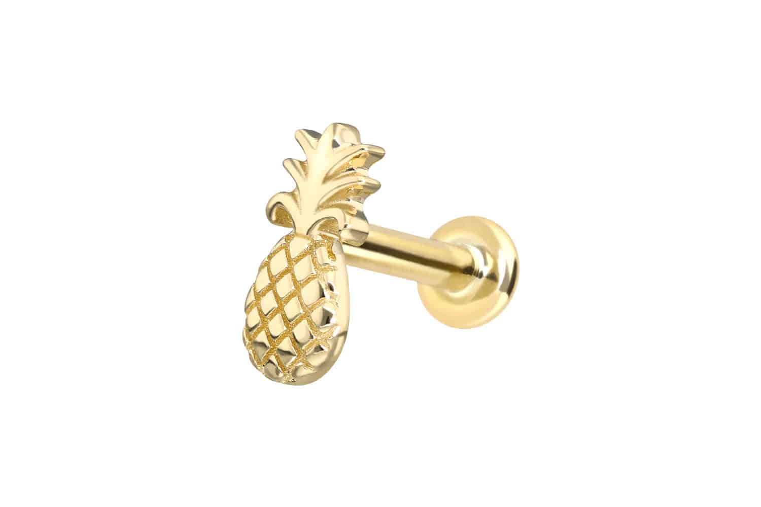 14 Karat Gold Labret Piercing mit Push Fit ANANAS